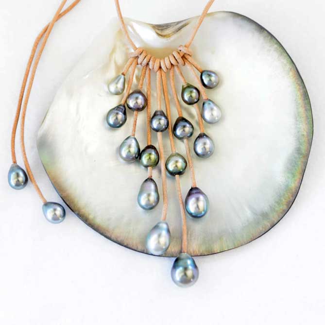 Tahitian Peacock Necklace by Gloria Madden