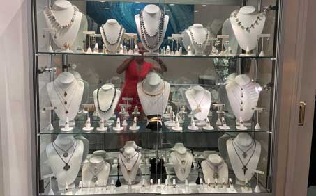 One of the display cases at Sargent's Fine Jewelry